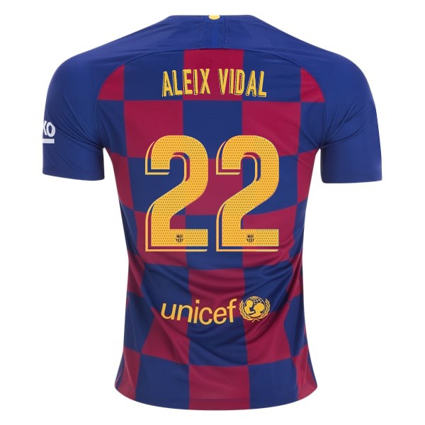 Camiseta Barcelona NO.22 Aleix Vidal Replica Primera Ropa 2019/20 Azul Rojo